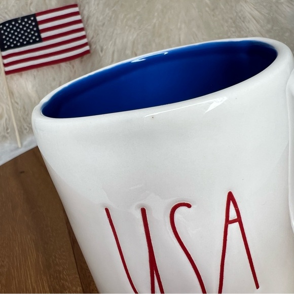 ❌SOLD❌ Rae Dunn NEW USA Large LL Mug Coffee Tea July 4 America Ivory Red Blue - Picture 9 of 14